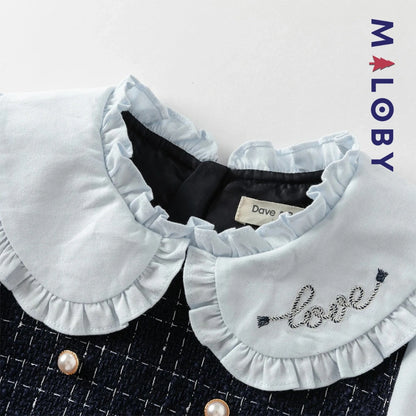 Robe à carreaux effet 2 en 1 enfant fille- bleu -robes et ensembles pour filles, bébés et garcons - MALOBY