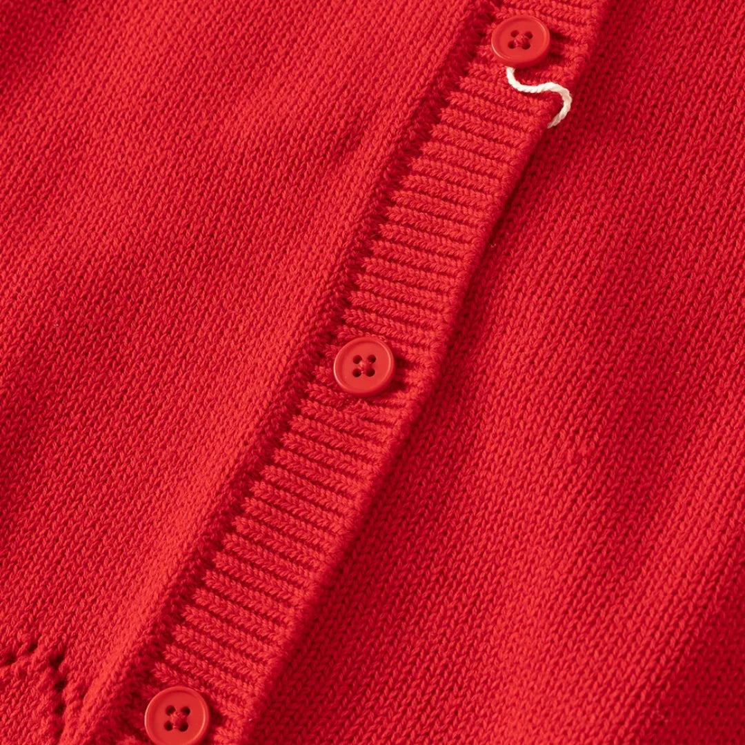 Gilet sans manches en maille 100% coton enfant fille -Rouge/Rose