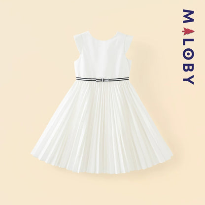 Robe princesse pour cérémonie à jupe plissée fille- Ivoire