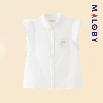 Chemise été à nœud enfant fille- Blanc/Bleu