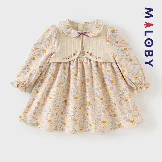 Robe habillée à boléro intégré enfant fille- Beige