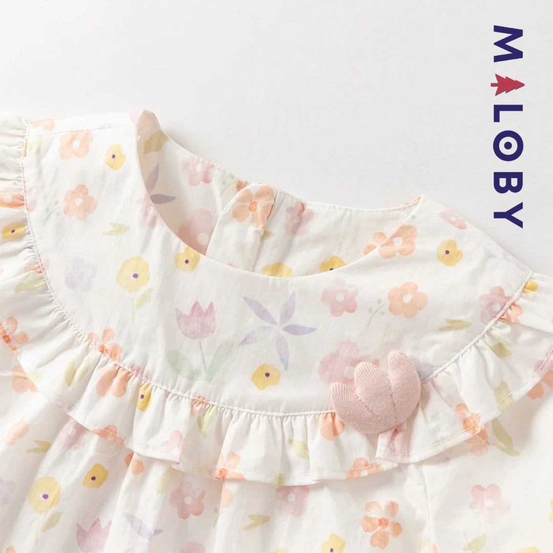 Ensemble fleuri blouse & legging enfant fille- Rose