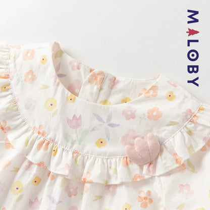 Ensemble fleuri blouse & legging enfant fille- Rose