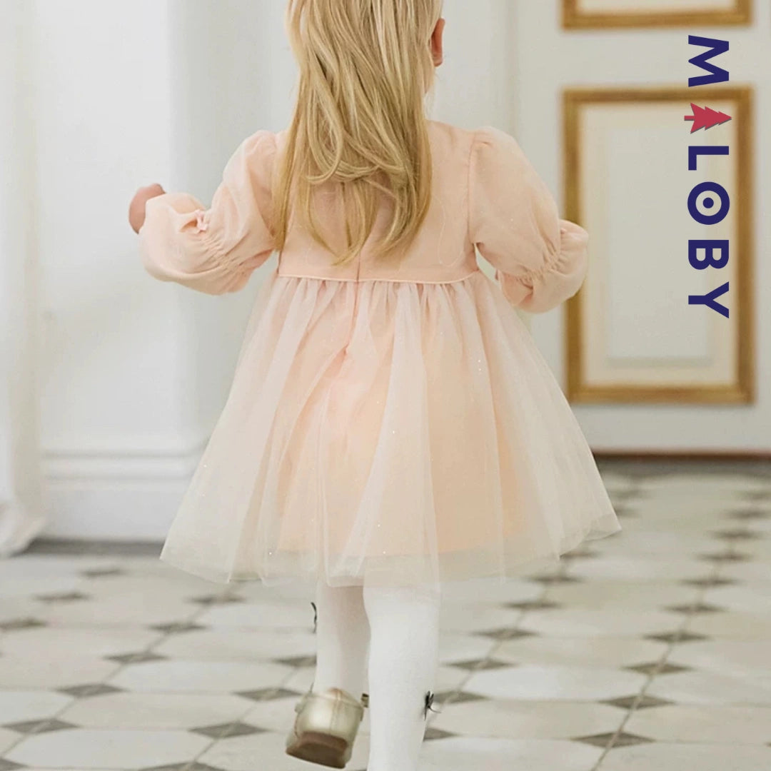 Robe de fête en voile enfant fille - Rose pâle -robes et ensembles pour filles, bébés et garcons - MALOBY