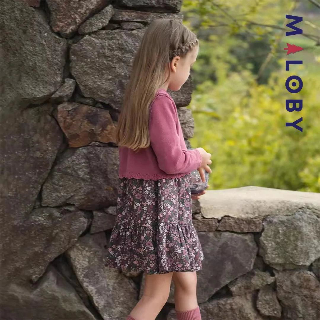 Ensemble 2 pièces robe + cardigan enfant fille - floral -robes et ensembles pour filles, bébés et garcons - MALOBY