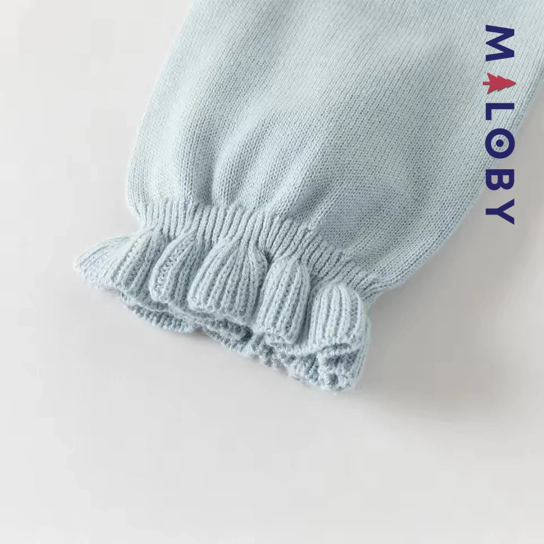 Robe princesse bi-matière enfant fille -Bleu ciel -robes et ensembles pour filles, bébés et garcons - MALOBY