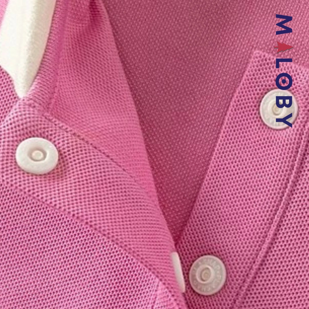 Robe polo pour été en piqué de coton enfant fille -Rose