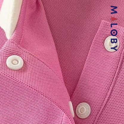 Robe polo pour été en piqué de coton enfant fille -Rose