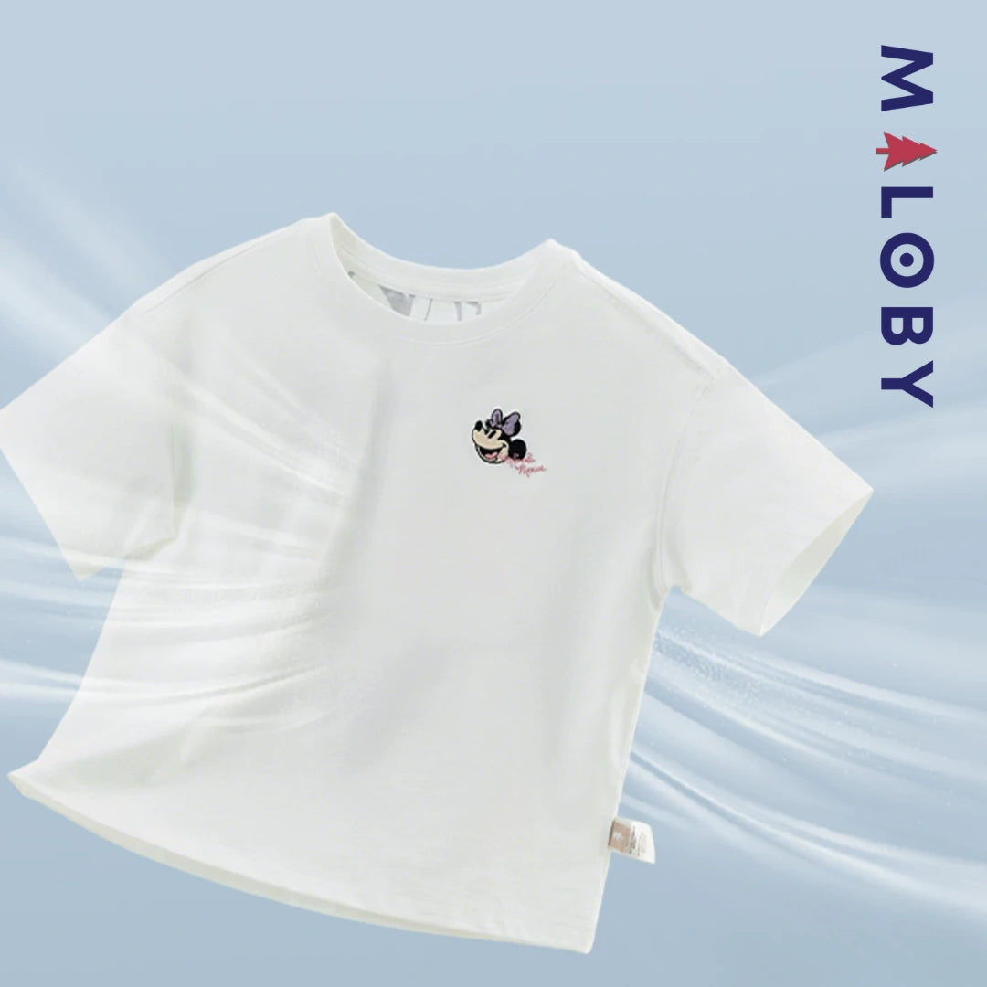 T-shirts antibactériens et anti-acariens motif Disney enfant fille- Blanc