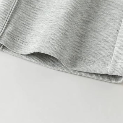 Ensemble sport veste zippée et pantalon évasé enfant fille- Gris chiné