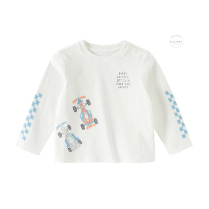 T-shirt en pur coton motif graphique enfant garçon bleu et blanc - MALOBY
