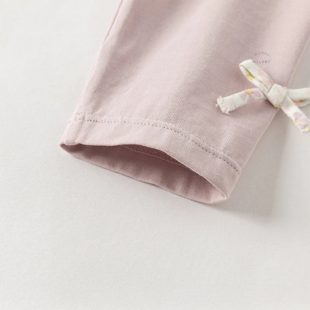 Ensemble fleuri blouse et legging effet 2 en 1 enfant fille rose - MALOBY