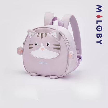 Sac à dos maternelle motif fantaisie enfant fille et garçon - violet/noir