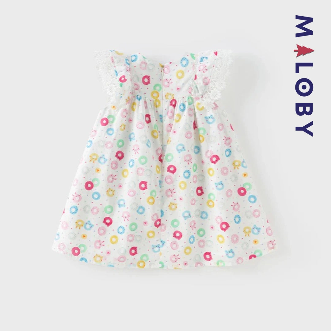 Robe d'été imprimée enfant fille -blanc imprimé -robes et ensembles pour filles, bébés et garcons - MALOBY