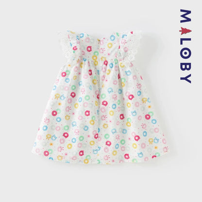Robe d'été imprimée enfant fille -blanc imprimé -robes et ensembles pour filles, bébés et garcons - MALOBY
