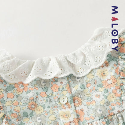 Ensemble blouse fleurie & legging enfant fille- Vert imprimé
