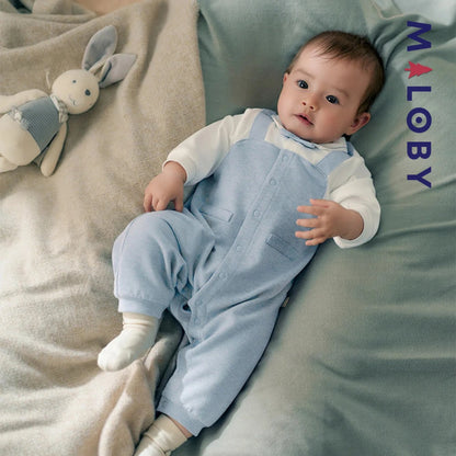 Combinaison habillée manches longues effet 2 en 1 bébé garçon - bleu