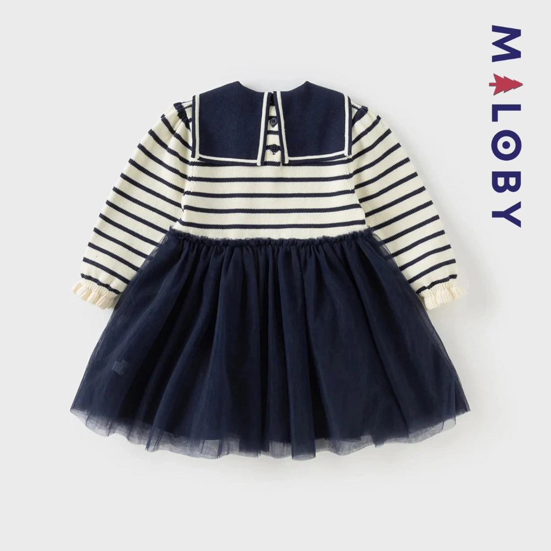 Robe pull style marin enfant fille -marine