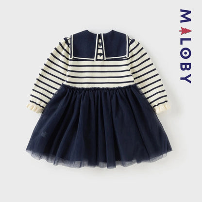 Robe pull style marin enfant fille -marine