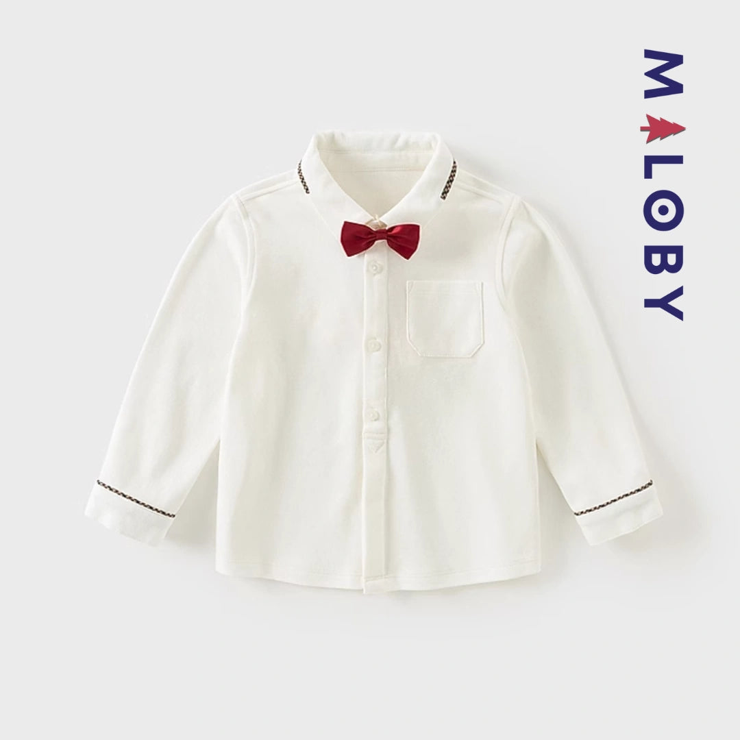 Ensemble 3 pièces chemise +nœud+ cardigan enfant garçon- rouge/blanc -robes et ensembles pour filles, bébés et garcons - MALOBY