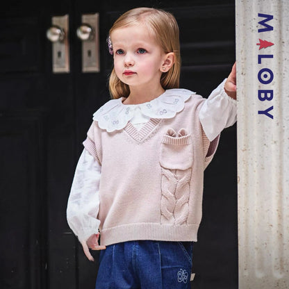 Gilet sans manches enfant fille -Rose -robes et ensembles pour filles, bébés et garcons - MALOBY