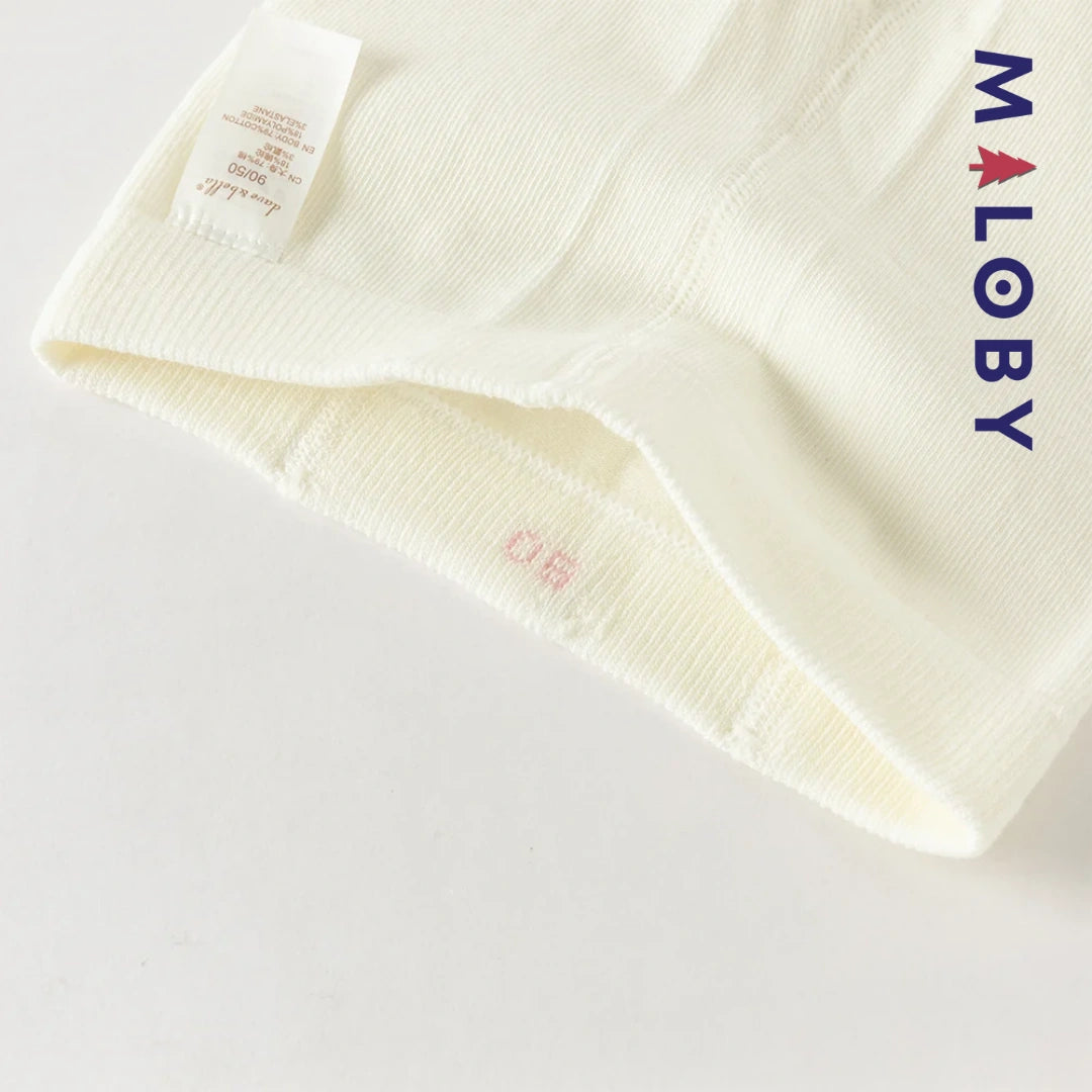 Collant côtelé avec papillons brodés enfant fille– Beige