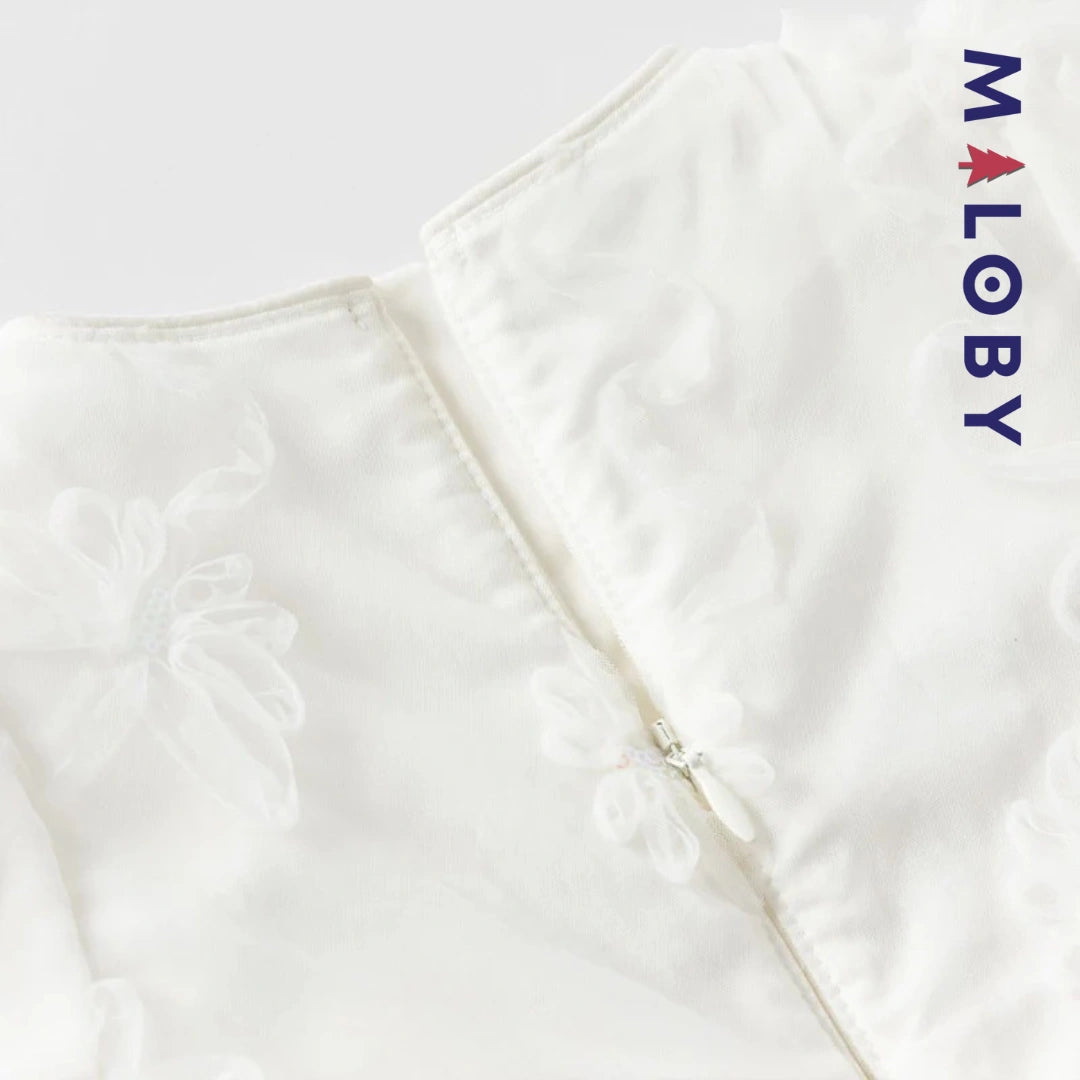 Robe cérémonie effet 2 en 1 -Blanc -robes et ensembles pour filles, bébés et garcons - MALOBY