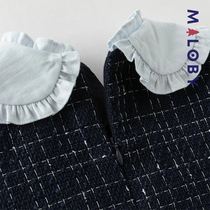 Robe à carreaux effet 2 en 1 enfant fille- bleu -robes et ensembles pour filles, bébés et garcons - MALOBY