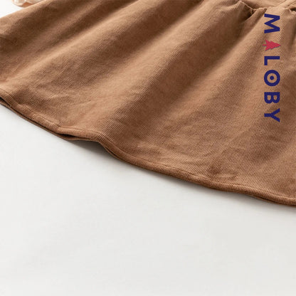 Robe bi-matière effet 2 en 1 enfant fille- marron