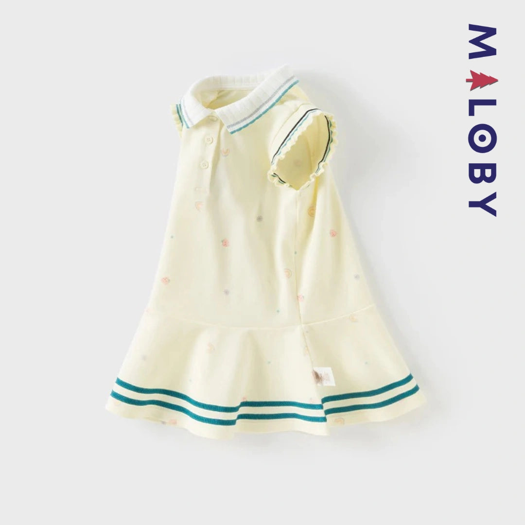 Robe d'été en piqué de coton enfant fille -rose/jaune -robes et ensembles pour filles, bébés et garcons - MALOBY