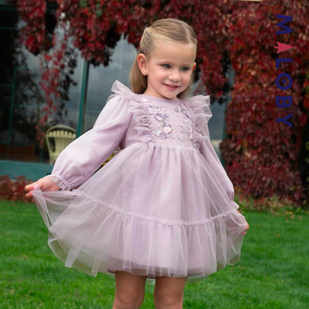 Robe de cérémonie volontée en tulle - violet