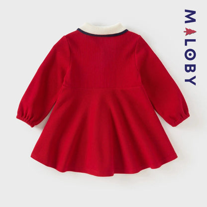 Robe en pur coton manches longues enfant fille -rouge
