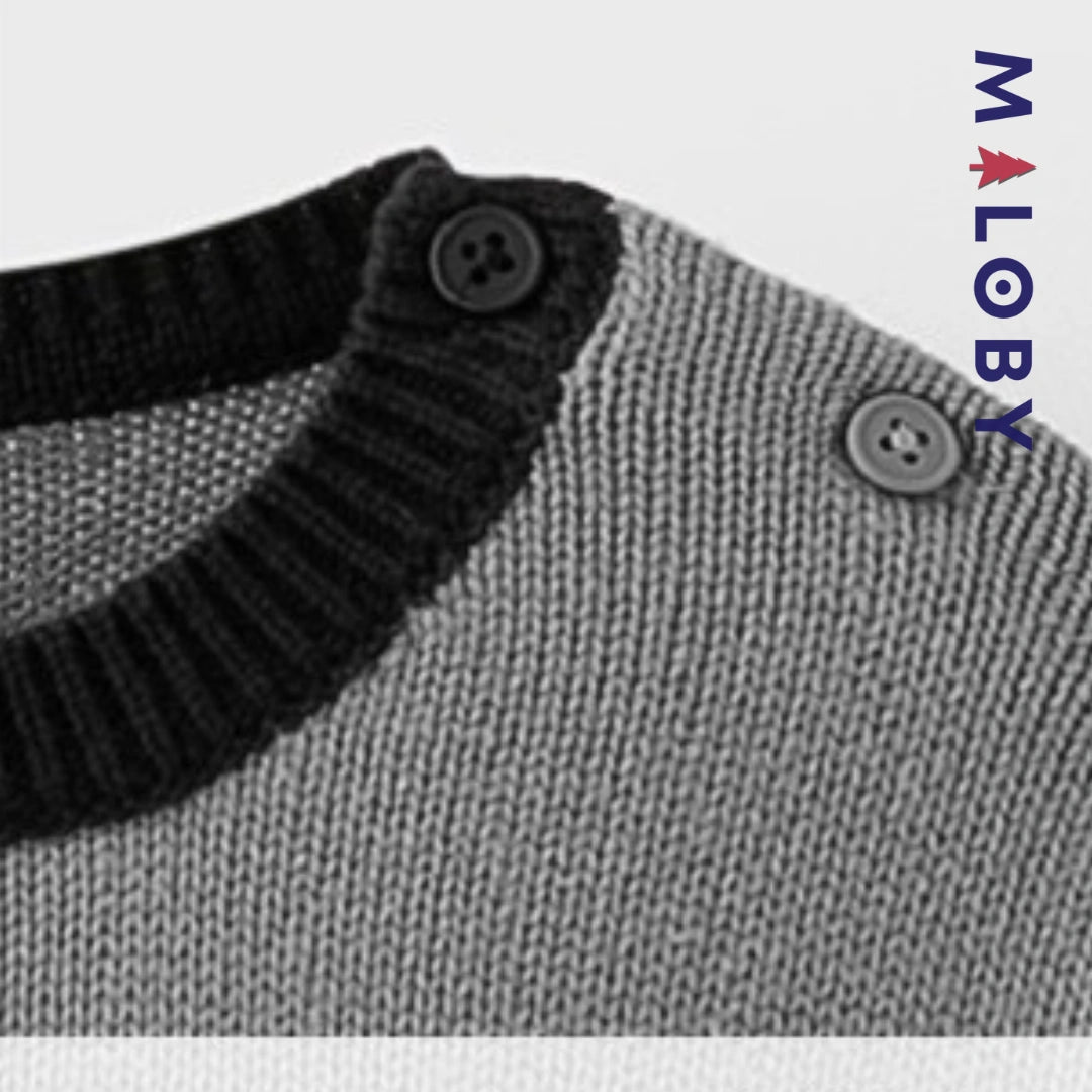 Pull en tricot parent-enfant unisexe- Noir