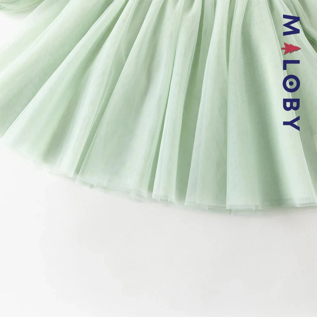 Robe cérémonie brodée fleurs enfant fille -Vert