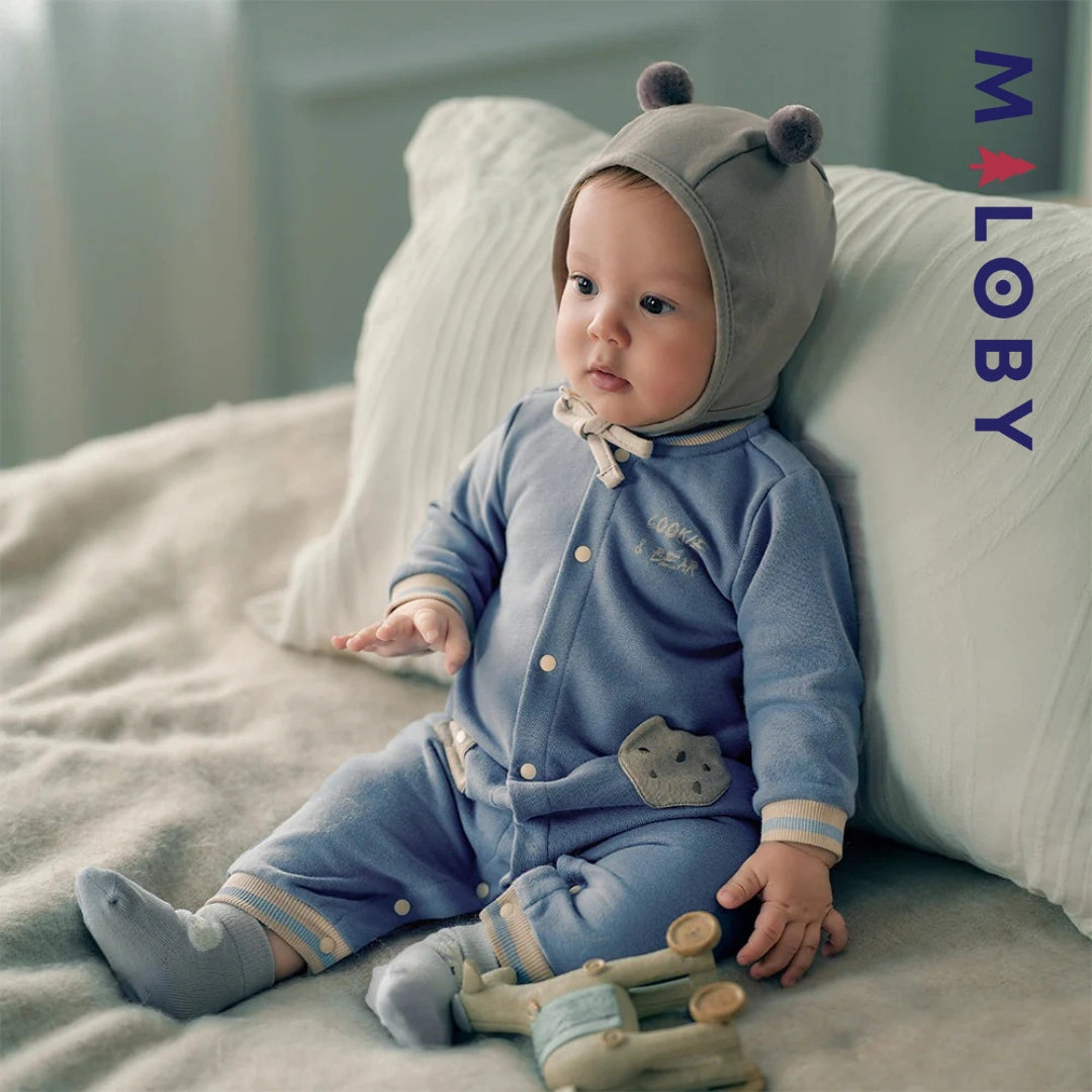 Combinaison longue en molleton enfant garçon - Gris bleu