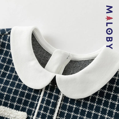 Robe à carreaux effet 2 en 1 enfant fille- marine