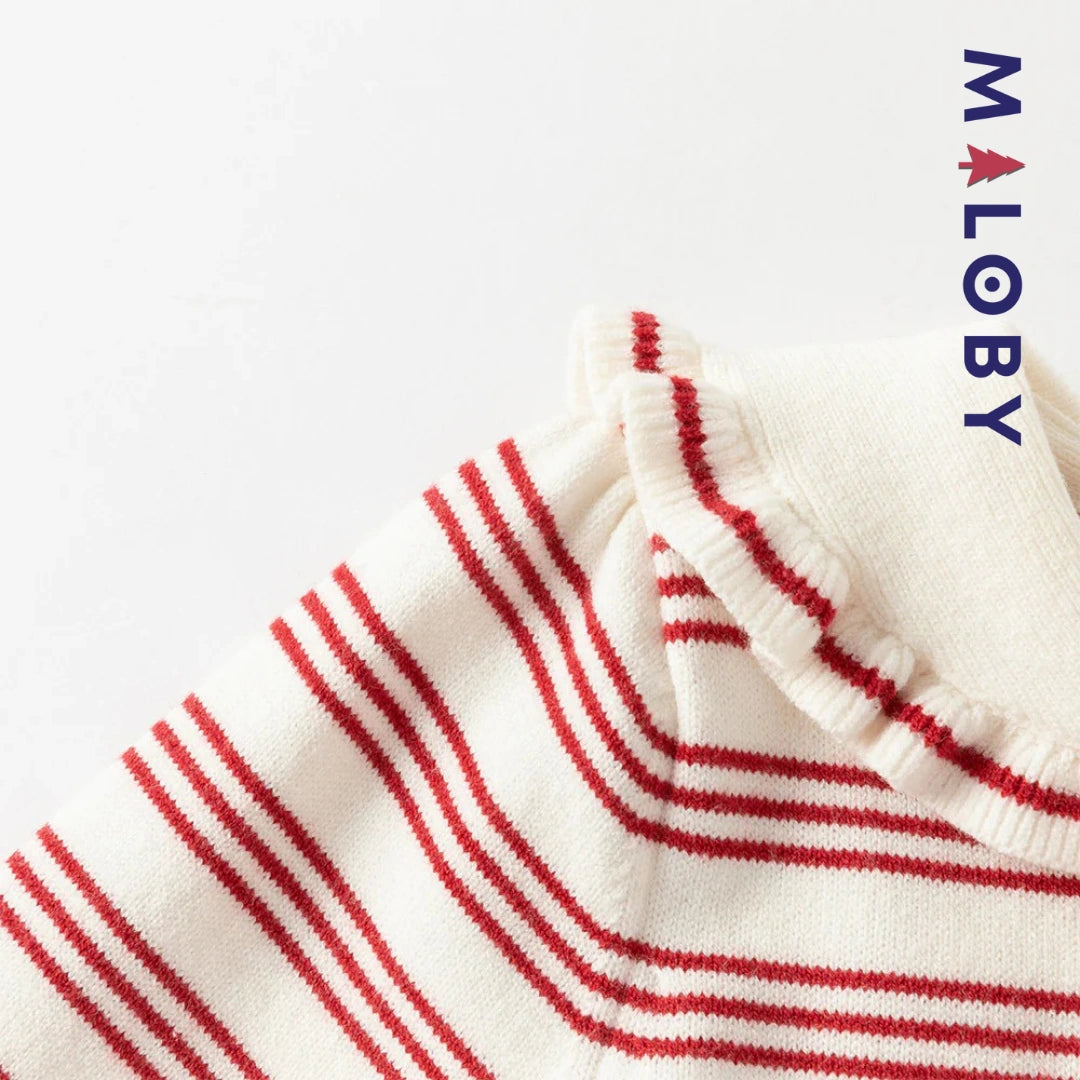 Robe en tricot manches longues enfant fille - Rouge