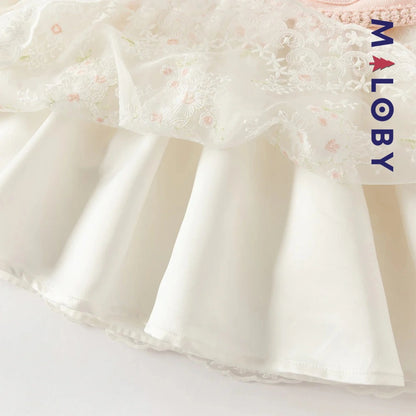 Robe cérémonie avec Boléro intégré -Rose -robes et ensembles pour filles, bébés et garcons - MALOBY