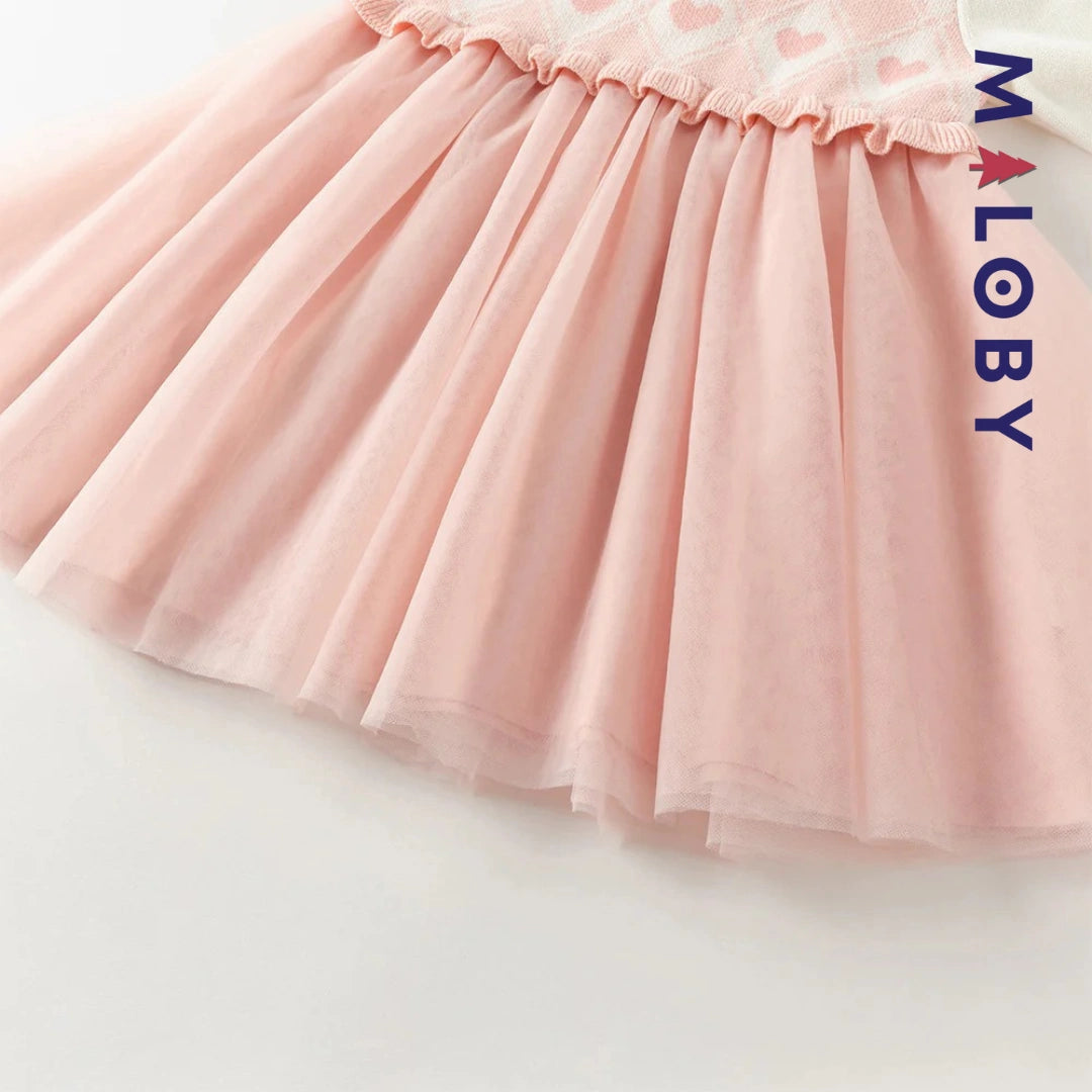 Robe princesse bi-matière enfant fille - rose -robes et ensembles pour filles, bébés et garcons - MALOBY