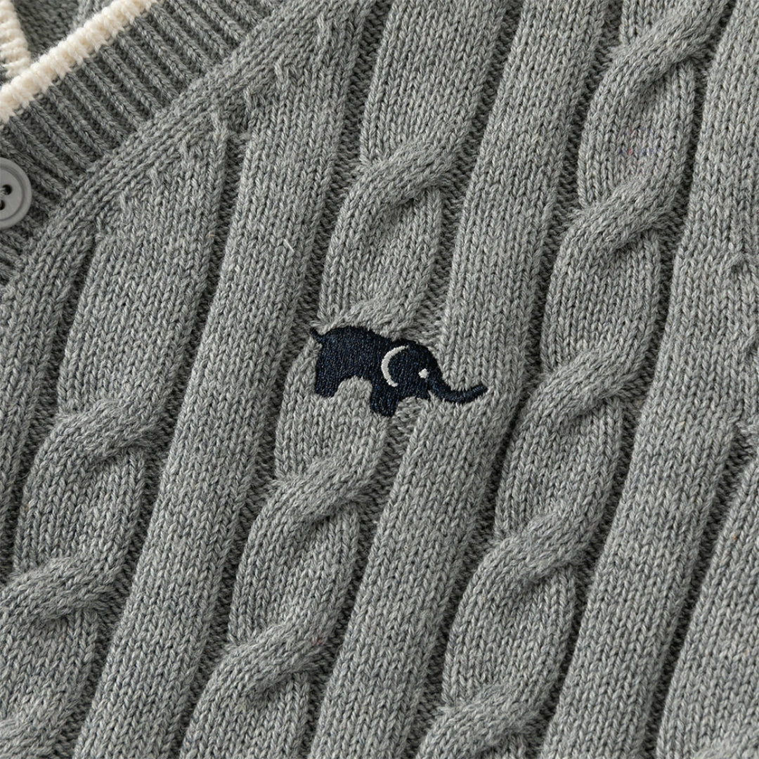 Cardigan torsadé antistatique premium gris pour garçon, vêtement enfant maroc - MALOBY
