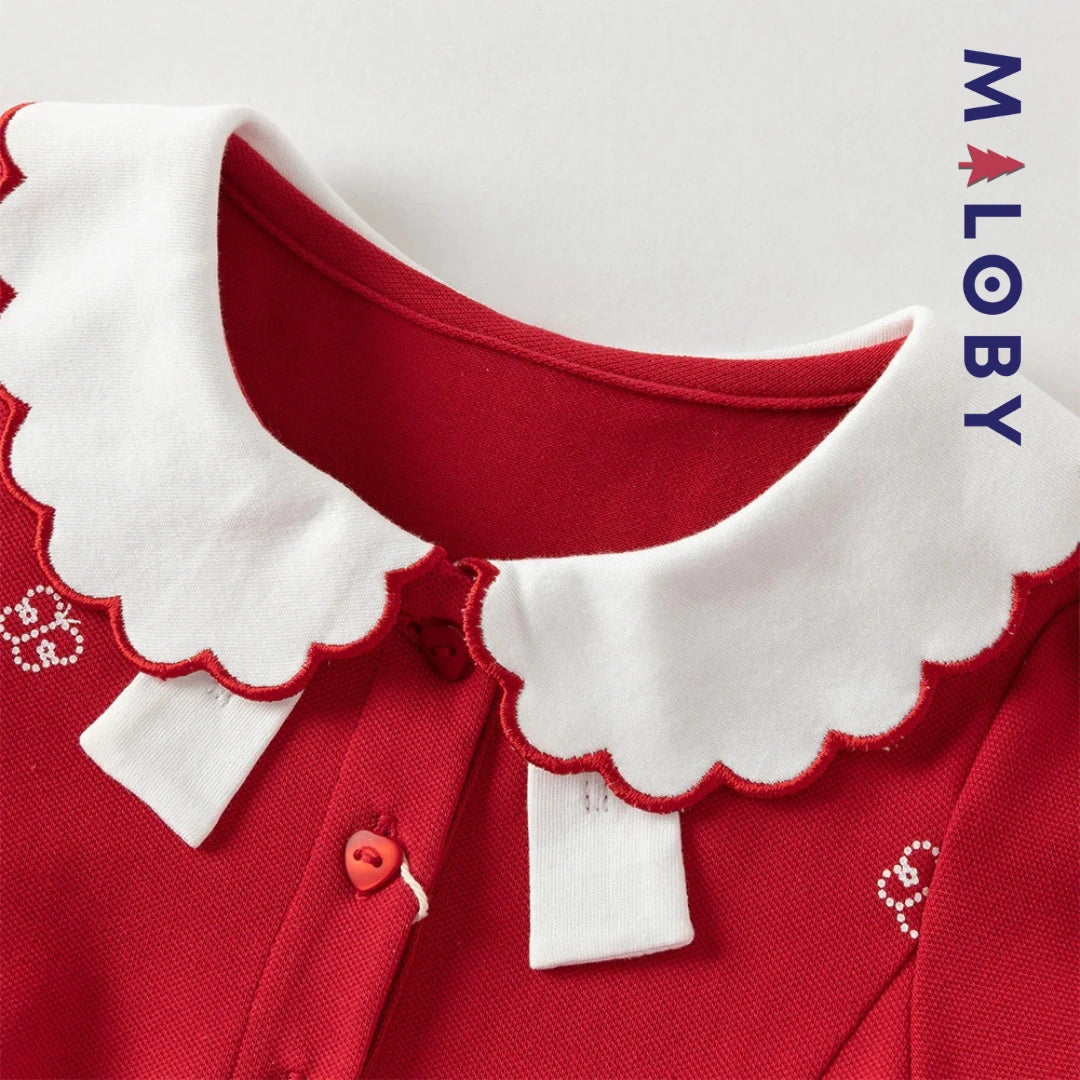 Robe polo motif papillon enfant fille -Rouge -robes et ensembles pour filles, bébés et garcons - MALOBY
