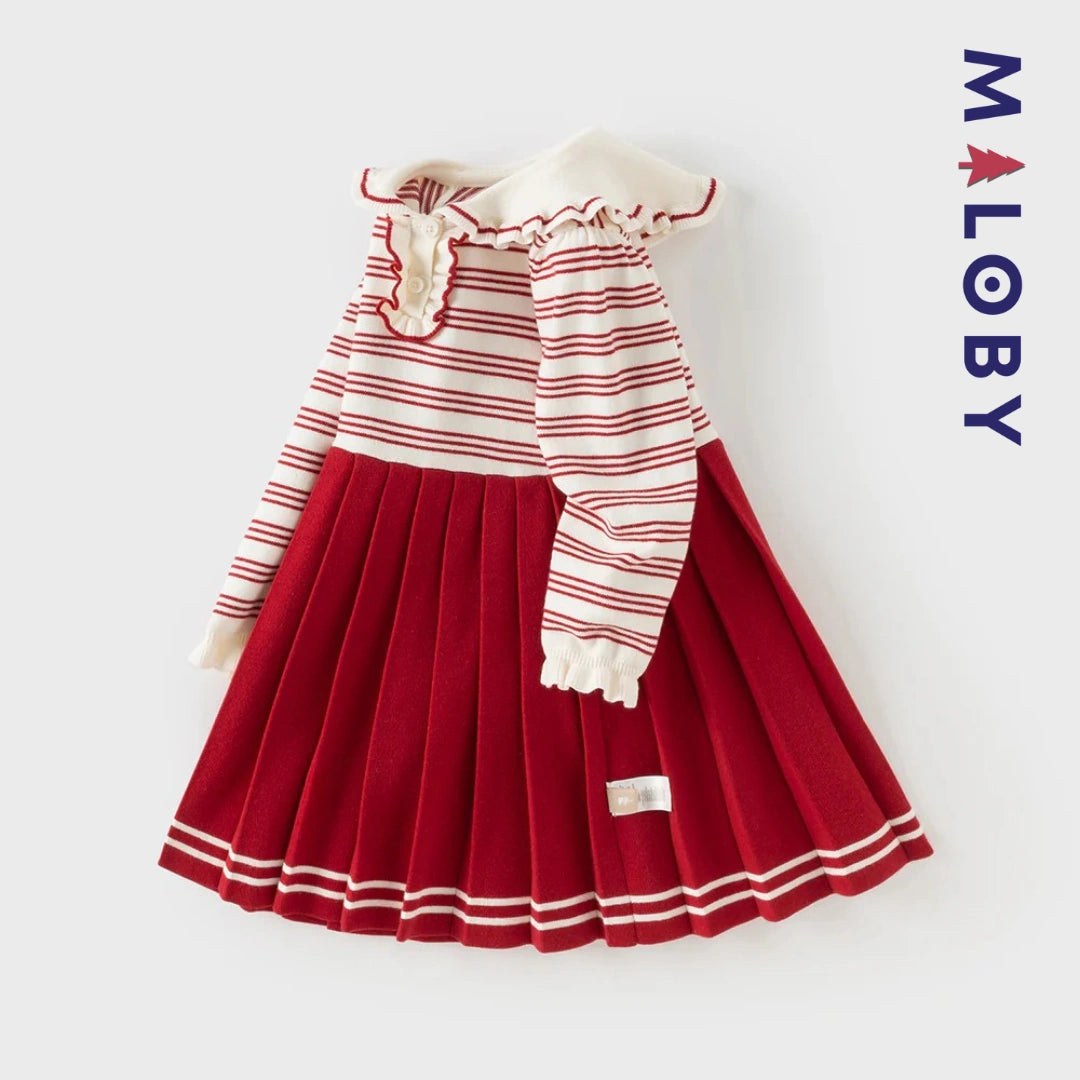 Robe en tricot manches longues enfant fille - Rouge