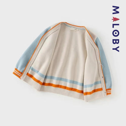Cardigan colorblock en maille enfant garçon- Gris Clair