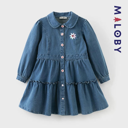 Robe en Jean manches longues enfant fille - bleu denim