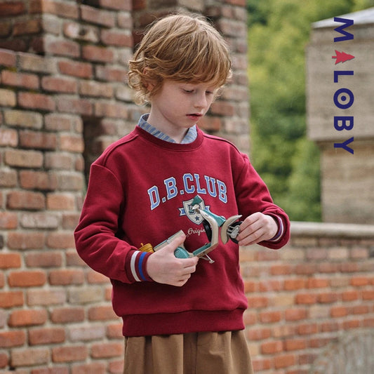 sweat col rond motif placé enfant garçon -Rouge -robes et ensembles pour filles, bébés et garcons - MALOBY