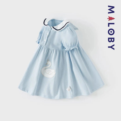Robe style Marin enfant fille- bleu ciel -robes et ensembles pour filles, bébés et garcons - MALOBY