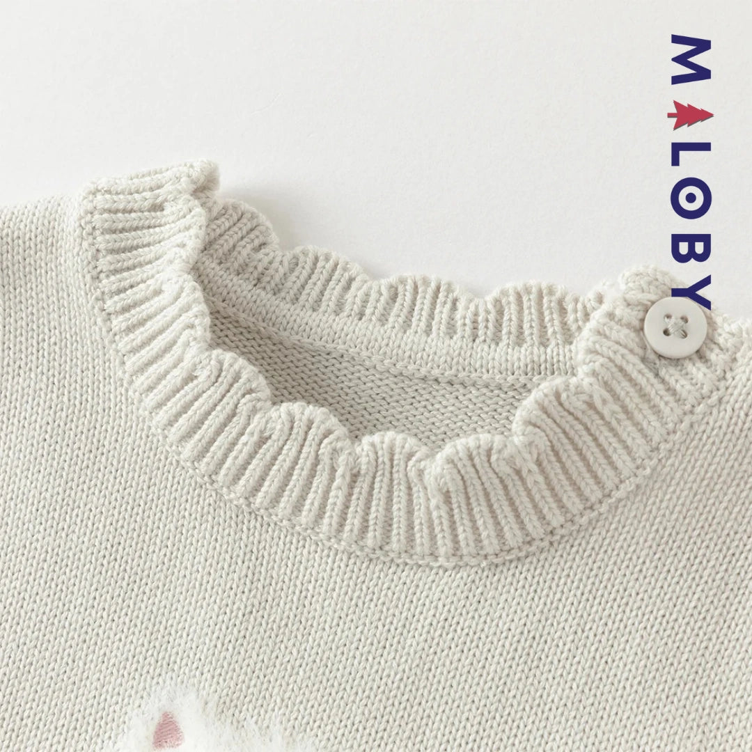 Robe bi-matière motif chat enfant fille- gris