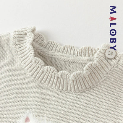 Robe bi-matière motif chat enfant fille- gris