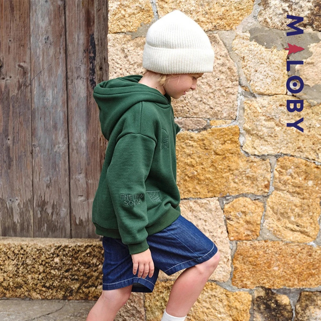 sweat à capuche doublé sherpa enfant garçon- vert