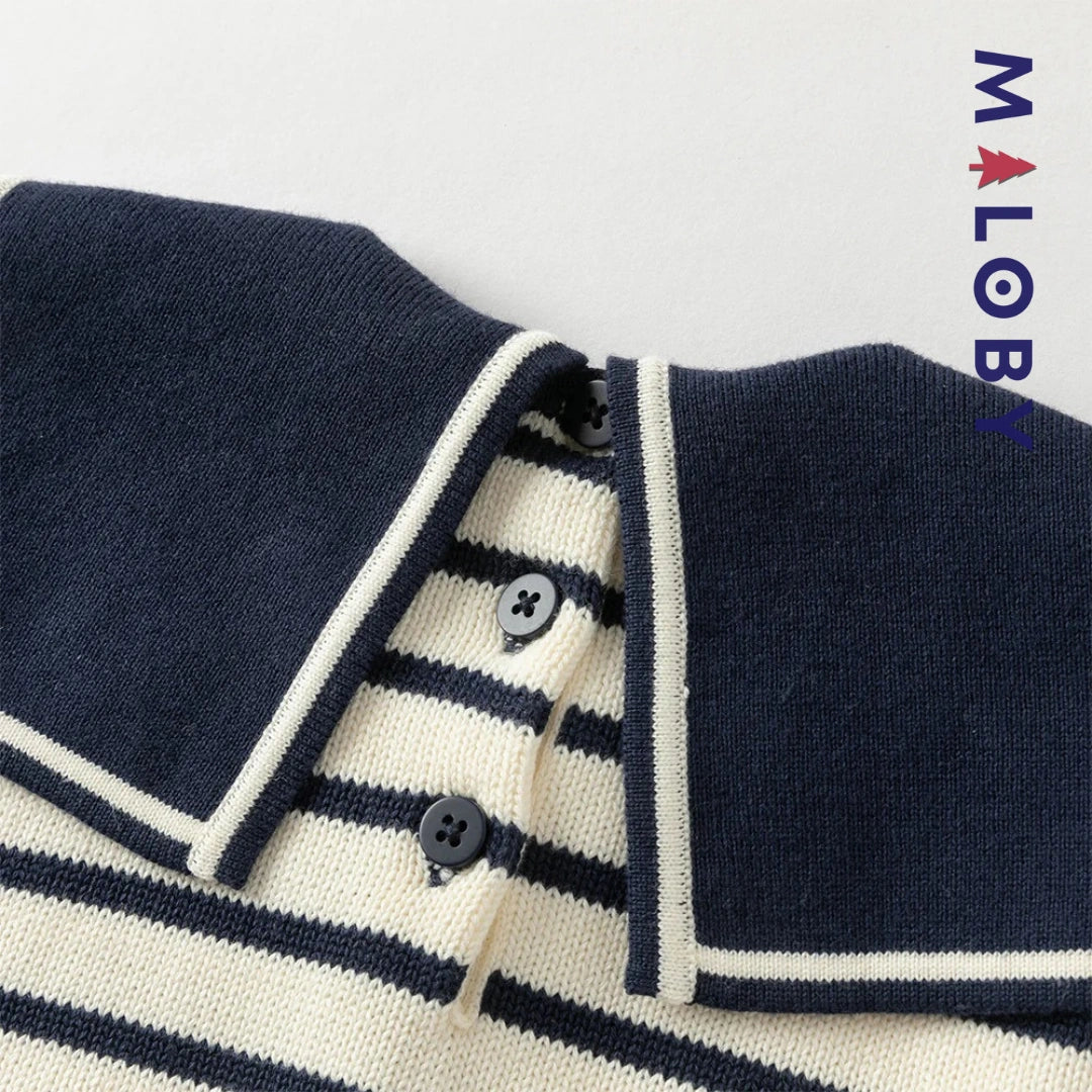 Robe pull style marin enfant fille -marine